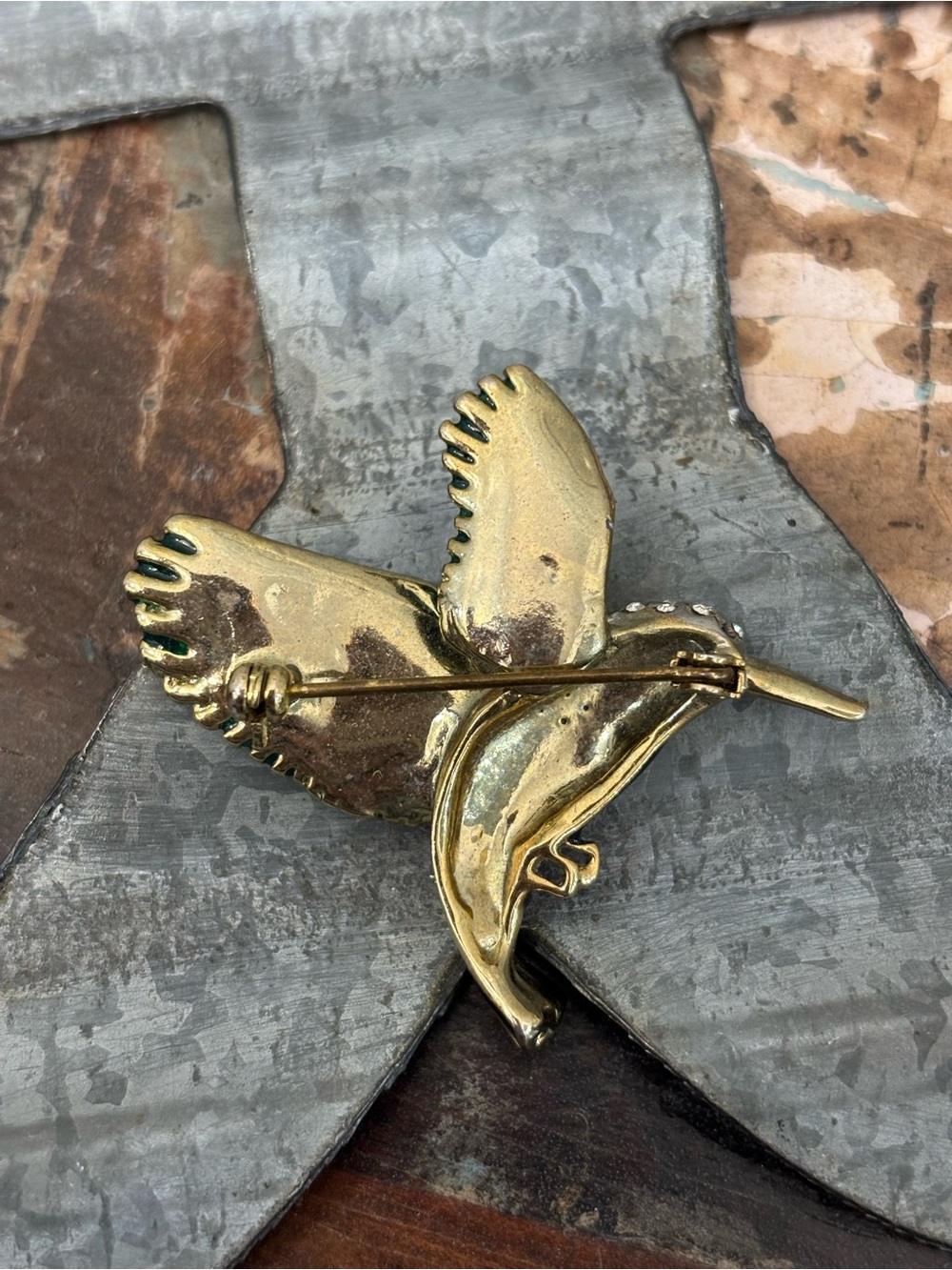 Humming Bird Enamel Rhinestones Multi Brooch - Picture 3 of 3